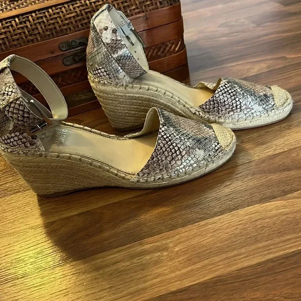 Snake print wedges